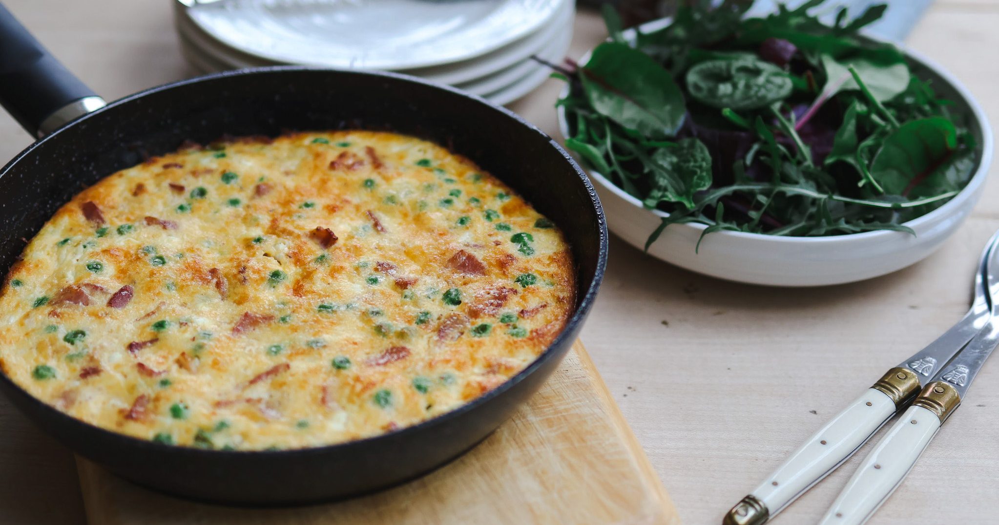 Cottage cheese, Bacon &amp; Pea Frittata - Farrington Oils